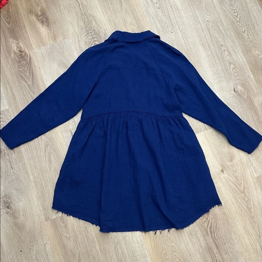 Zenana Outfitters Royal Blue Button-Up Shirt Dress - Picture 2 of 5